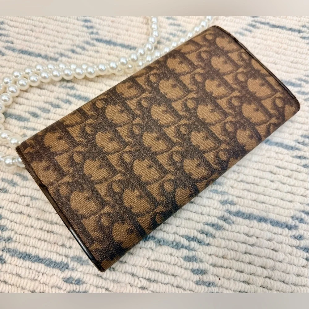 DIOR Vintage Y2K Romantique Brown Diorissimo Ribbon Canvas Leather W/ Crossbody